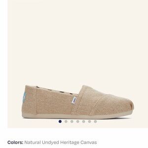 NWOT Toms alpargata Natural Canvas Espadrilles sz 7.5